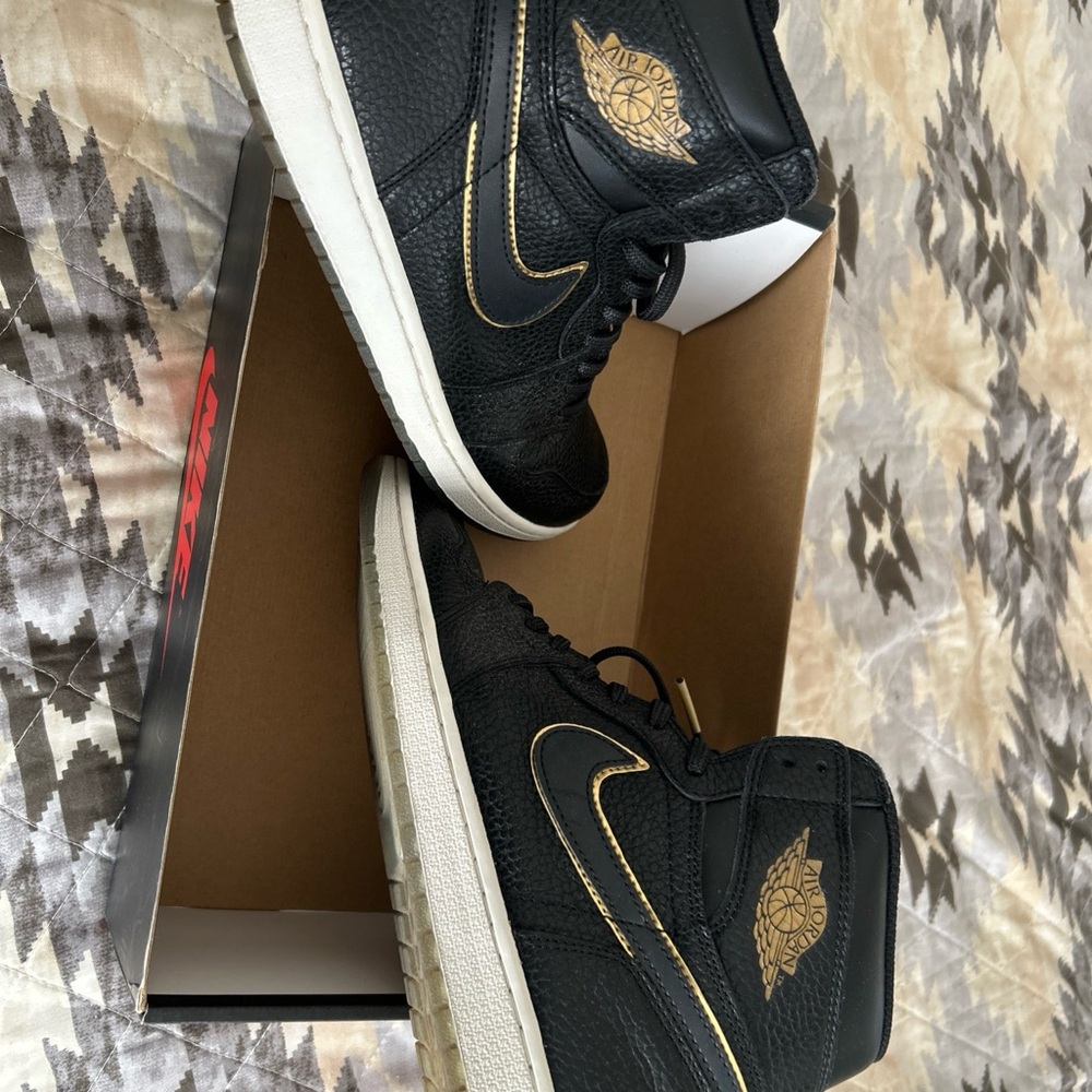 Nike Air Jordan Black and Gold Sneakers